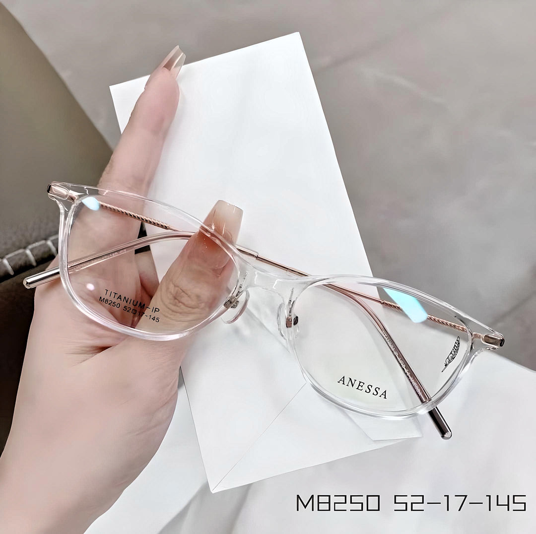 Anessa M8250 Cat-Eye Lightweight Titanium Glasses - Timeless Elegance