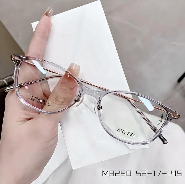 Anessa M8250 Cat-Eye Lightweight Titanium Glasses - Timeless Elegance