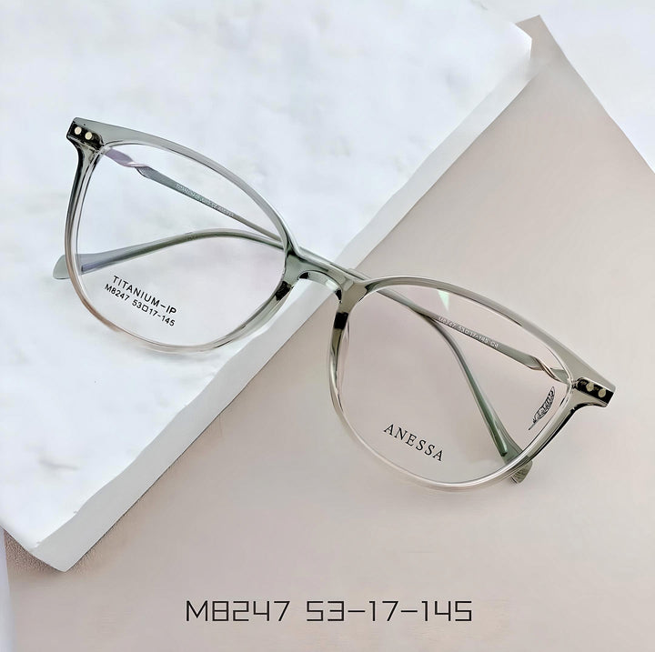 Anessa M8247 Stylish Lightweight Titanium Glasses - Classic Cat-Eye Design