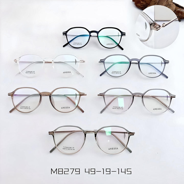 Anessa M8279 Lightweight Titanium Round Glasses - Modern Elegance