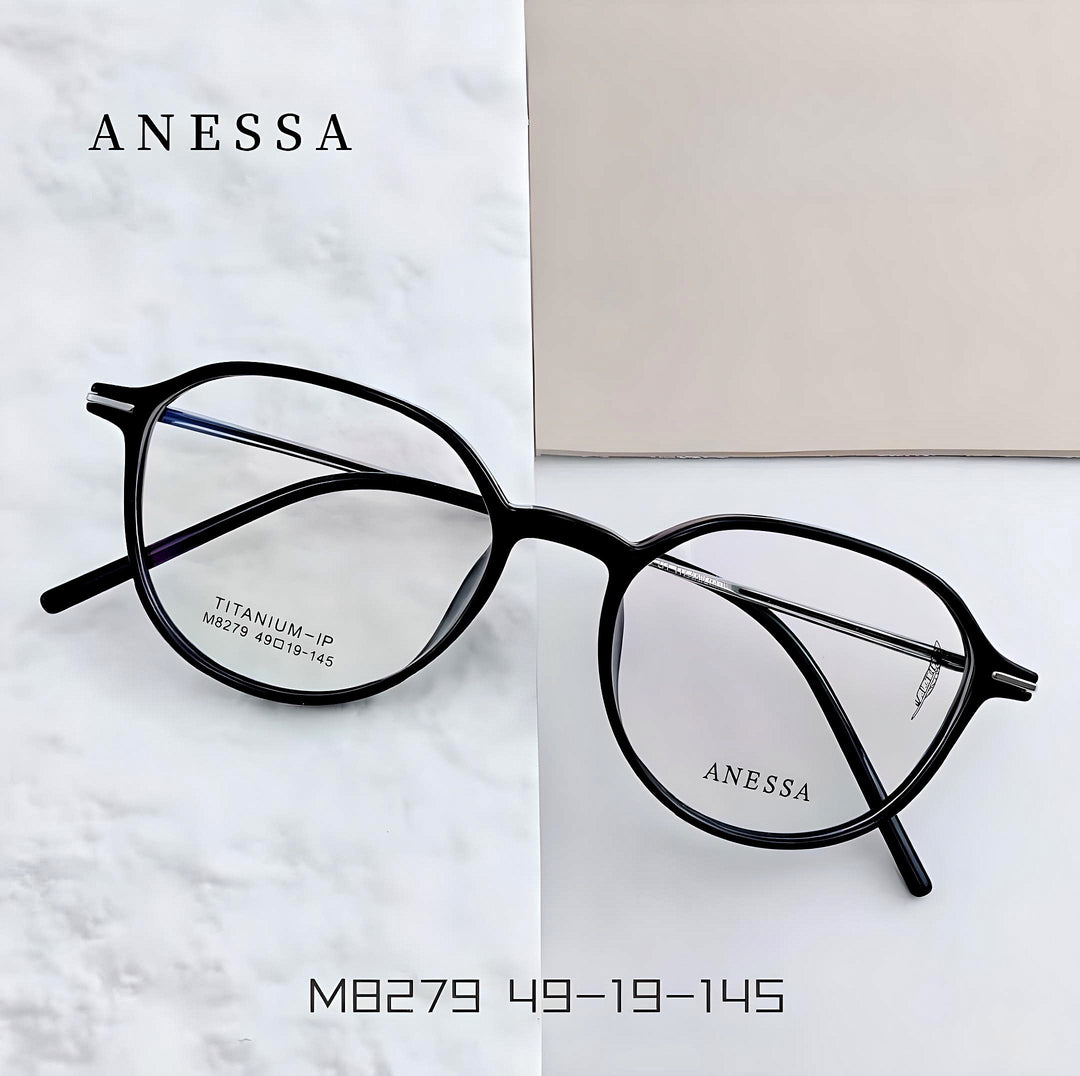 Anessa M8279 Lightweight Titanium Round Glasses - Modern Elegance