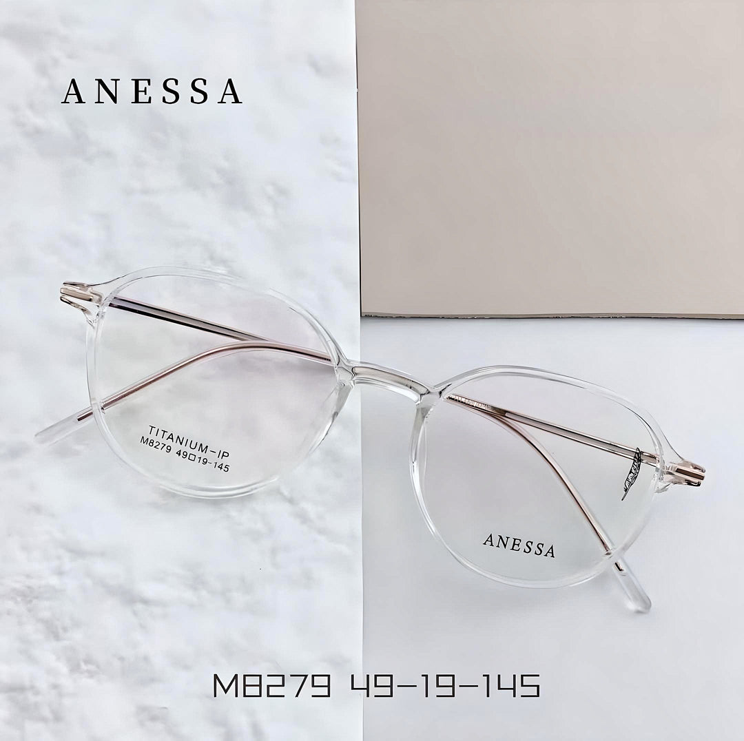 Anessa M8279 Lightweight Titanium Round Glasses - Modern Elegance