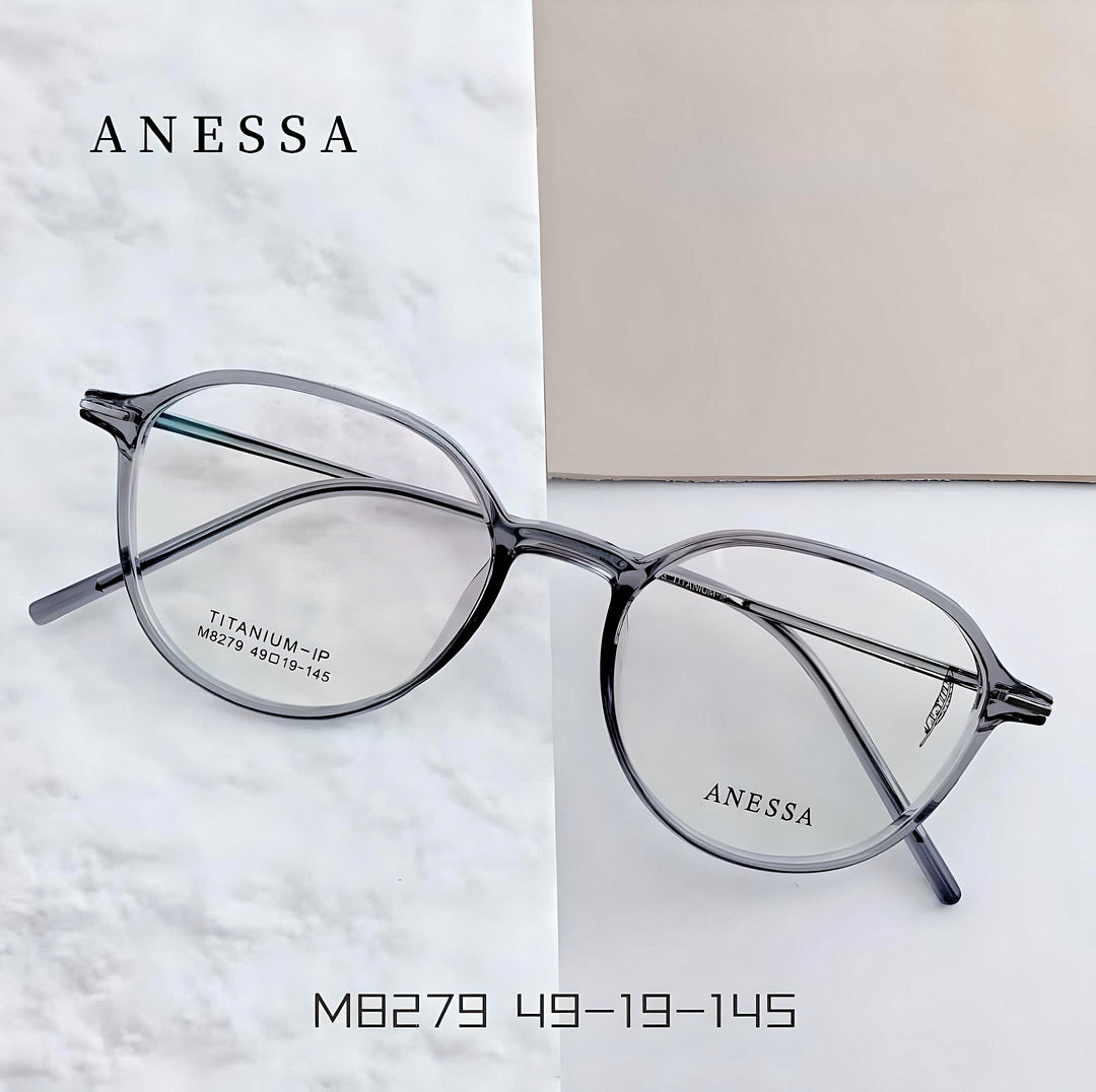 Anessa M8279 Lightweight Titanium Round Glasses - Modern Elegance