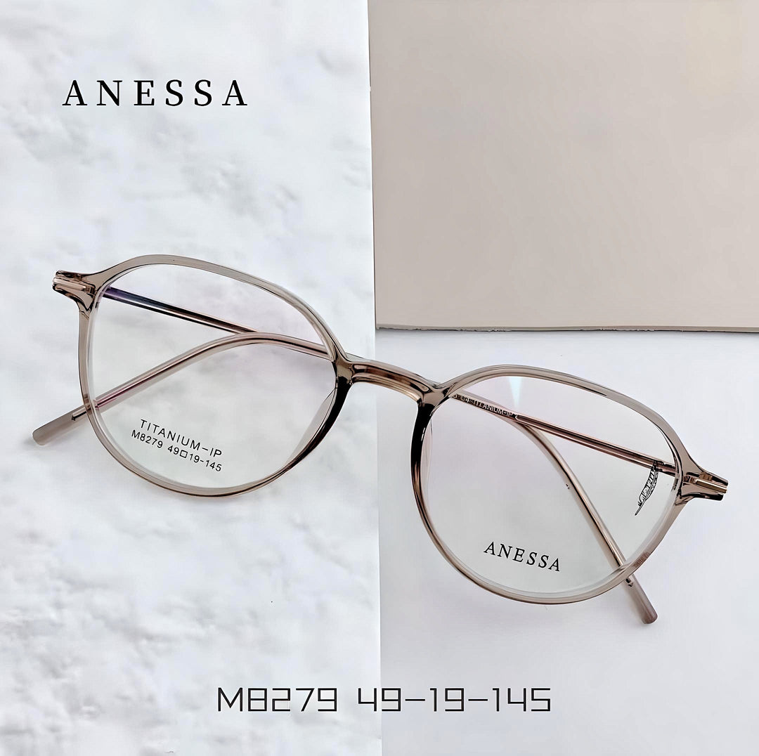 Anessa M8279 Lightweight Titanium Round Glasses - Modern Elegance