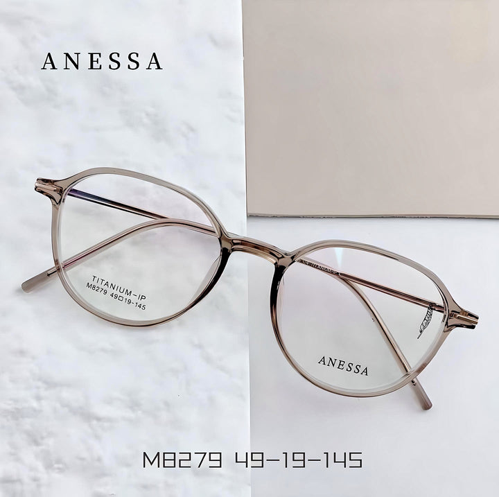 Anessa M8279 Lightweight Titanium Round Glasses - Modern Elegance