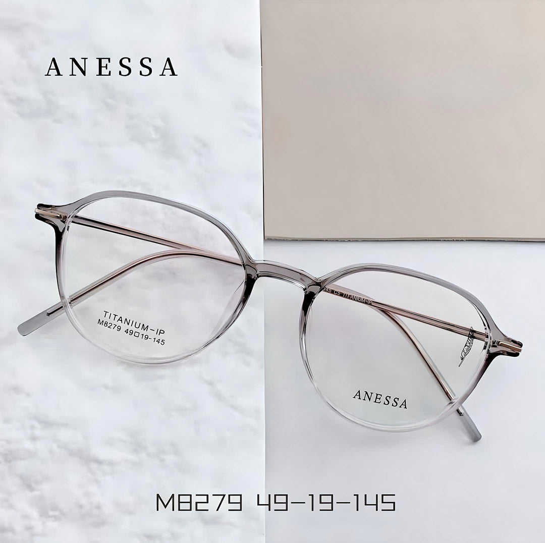 Anessa M8279 Lightweight Titanium Round Glasses - Modern Elegance