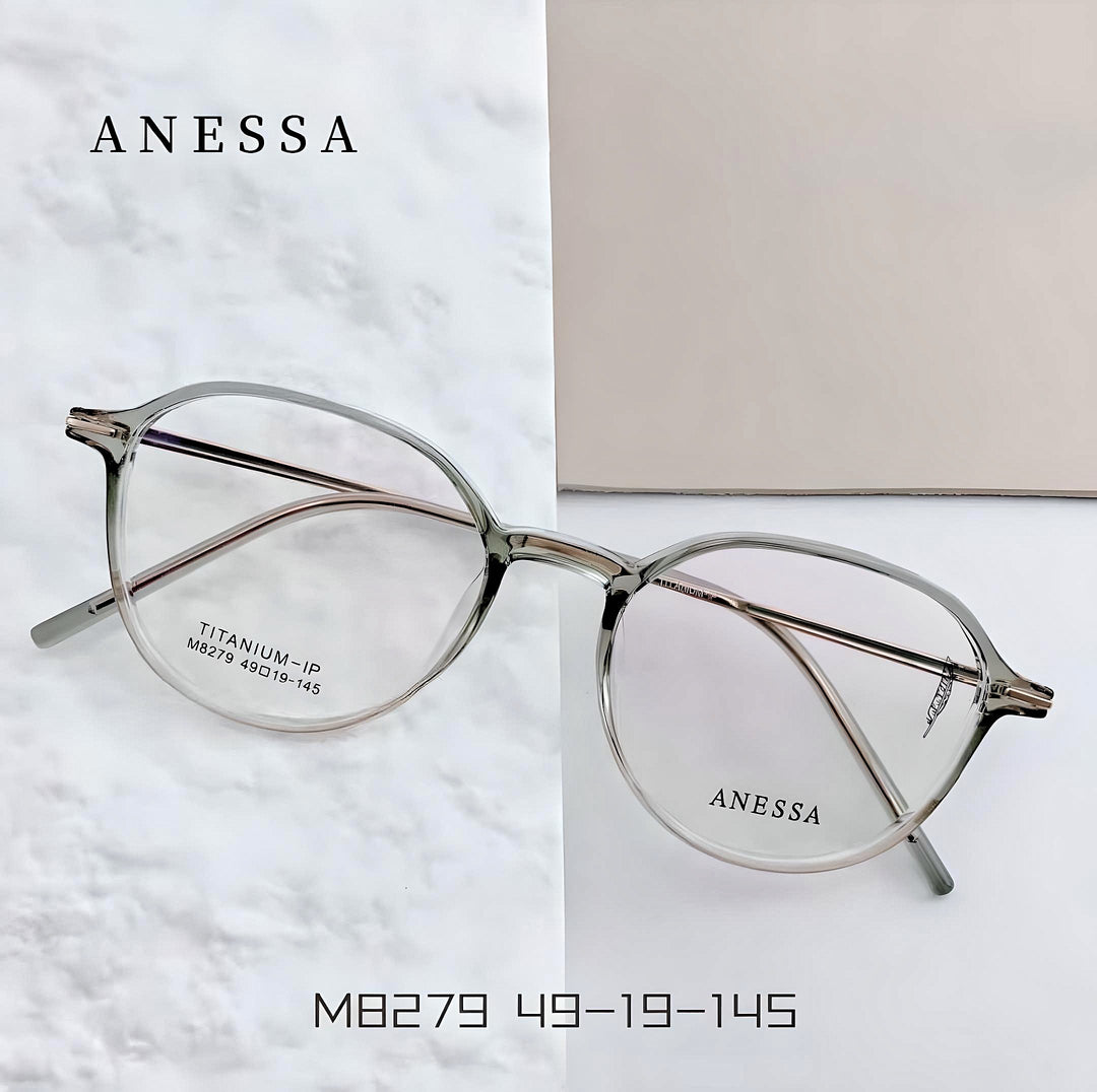 Anessa M8279 Lightweight Titanium Round Glasses - Modern Elegance