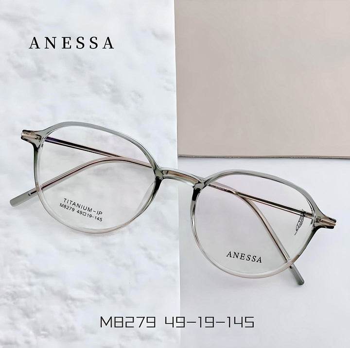 Anessa M8279 Lightweight Titanium Round Glasses - Modern Elegance